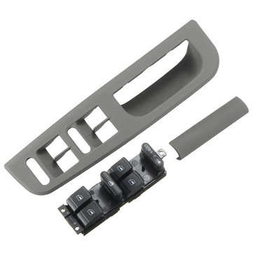 3Pcs Window Master Switch Panel Bezel Handle Trim for VW Passat Jetta Golf (COLOR1: GRAY)