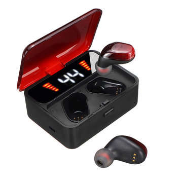 TWS Wireless bluetooth 5.0 Earphone 2000mAh Power Bank Smart Touch Dual LED Display... (COLOR1: RED)