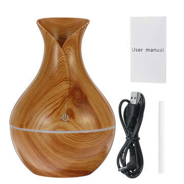 130ML Aroma Air Humidifier Wood Grain with LED Lights Essential Oil Diff... (COLOR.: LIGHTWOODGRAIN)