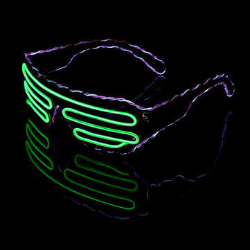 Dual Color EL Wire Cold LED Glow Glasses Lights Up Goggles Bar Party Shutter Halloween (COLOR.: 1)