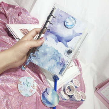 Kawaii Cute A5/A6 Notebook Diary Ins Girl Loose-leaf Unicorn Ocean Ch... (SIZE: A6 | PATTERN: OCEAN)