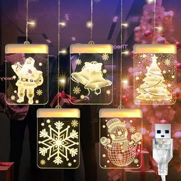 DC5V USB Santa Claus + Bell + Christmas Tree + Snowflake + Snowman 3D LED Han... (COLOR.: WARMWHITE)