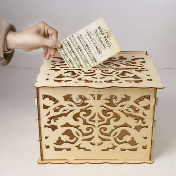 DIY Rustic Wooden Wedding Card Box Wedding Advice Box with Lock Wedding Party Favor
