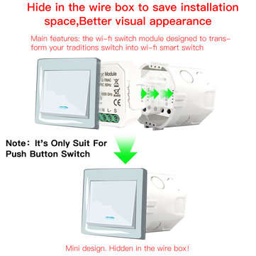 Bakeey DIY Smart WiFi Light LED Dimmer Switch Smart Life/Tuya APP Remote Control 1/2/3 Way Switch Wo