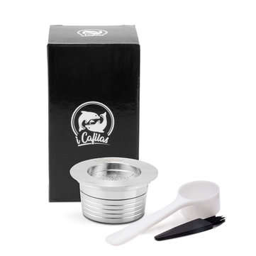 Stainless Steel Refillable Coffee Capsule Cup Reusable Coffee Pods w/ Pods Holder Spoon Brush for La