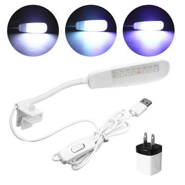 Flexible USB LED Aquarium Light Arm Clip on Plant Grow Fish Tank AC220-240V (COLOR.: WHITE)