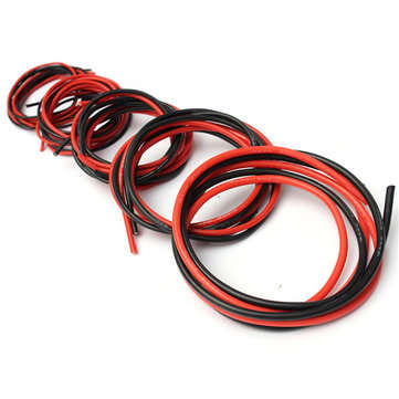 DANIU 2M AWG Soft Silicone Flexible Wire Cable 12-20 AWG (1 Meter Red + 1 Meter Black) (SIZE: 14AWG)