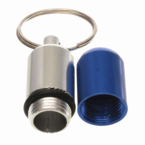 Waterproof Aluminum Pill Box Case Holder Keychain Bottle Container (Color Silver)