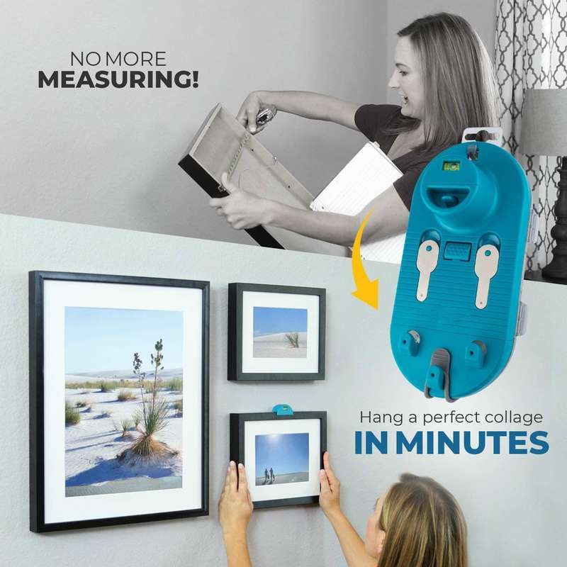 Drillpro All-in-One Picture Hanging Leveling Tool for Sawtooth Wire Picture Hangers with Hardware Ca