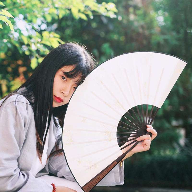 8/10" Silk White Chinese Folding Fan Hand Wave Fan Wooden Bamboo DIY Craft Fan For Wedding Party Poc