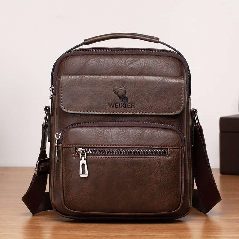 Business Large-Capacity Leather Macbook Storage Bag Travel Backpack Crossbody Bag Handbag