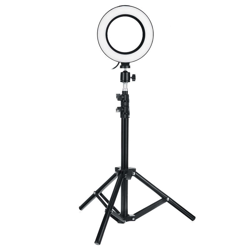 16cm 3200K-5500K Dimmable LED Fill Light Photography Ring Light with Phone Clip