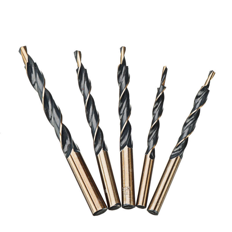 Drillpro 5Pcs Cobalt Drill Hss-Co Twist Step Drill Bits For Manual Pocket Hole Jig Master Woodworkin