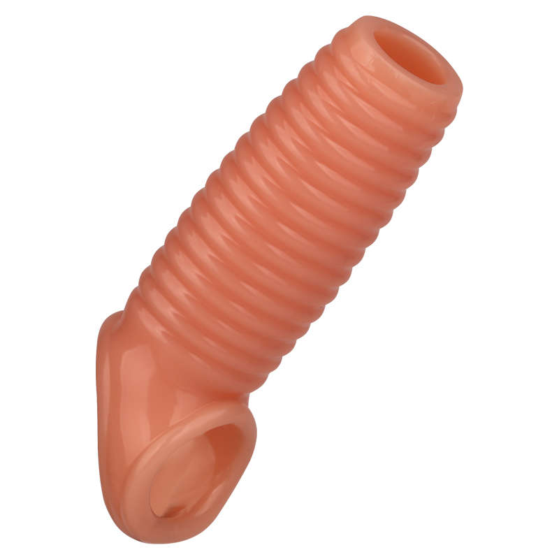 Men Delay Lock Sperm Fine Condom Threaded Enhancer Ring Dick Extender Sleeve Er