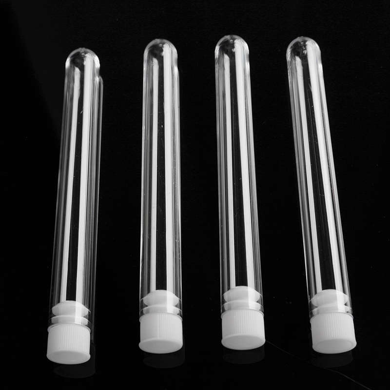 50Pcs 12x100mm Clear Plastic Test Laboratory Tubes Container with White Pus