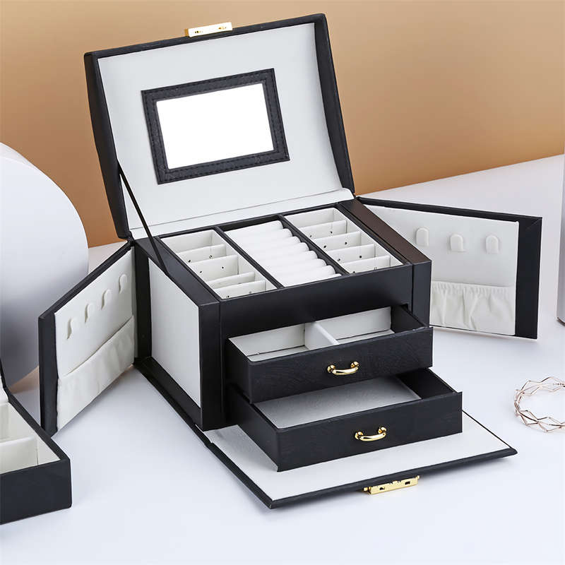 Jewelry Box Large Capacity Leather Storage Jewelry Box Earring Ring