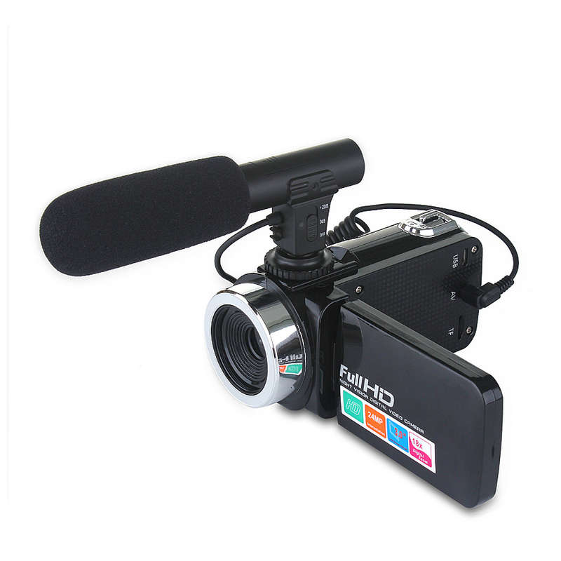 Video Camera 1080P 2400W Camcorder Vlog Camera for YouTube 270 Flipping IR Nigh