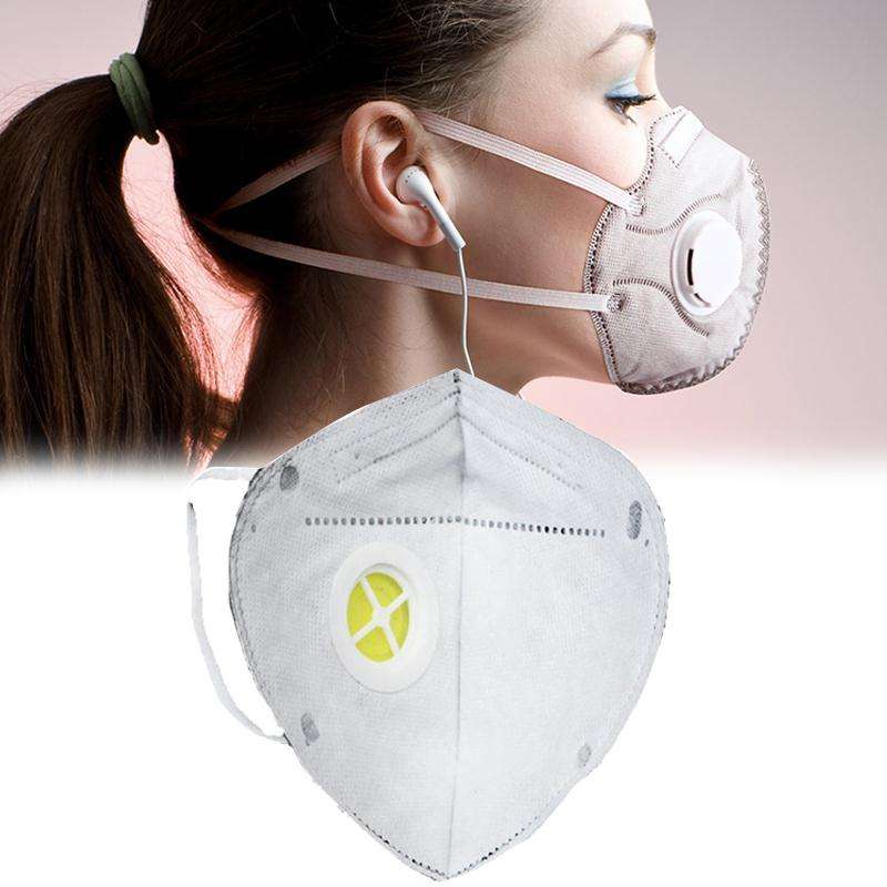 10Pcs Folding Valved Safety Anti-Dust Activated Carbon Charcoal Particulate Respirator Face Mask