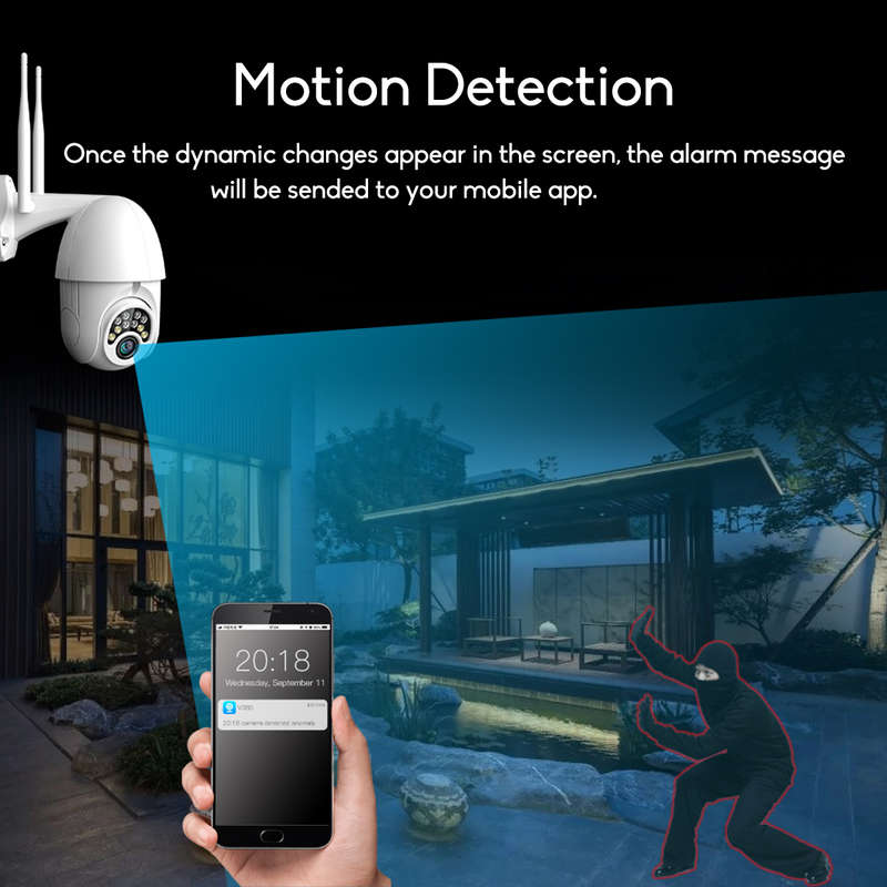 New 10LED 5X Zoom HD 2MP IP Security Camera WiFi Wireless 1080P Outdoor PTZ Wate