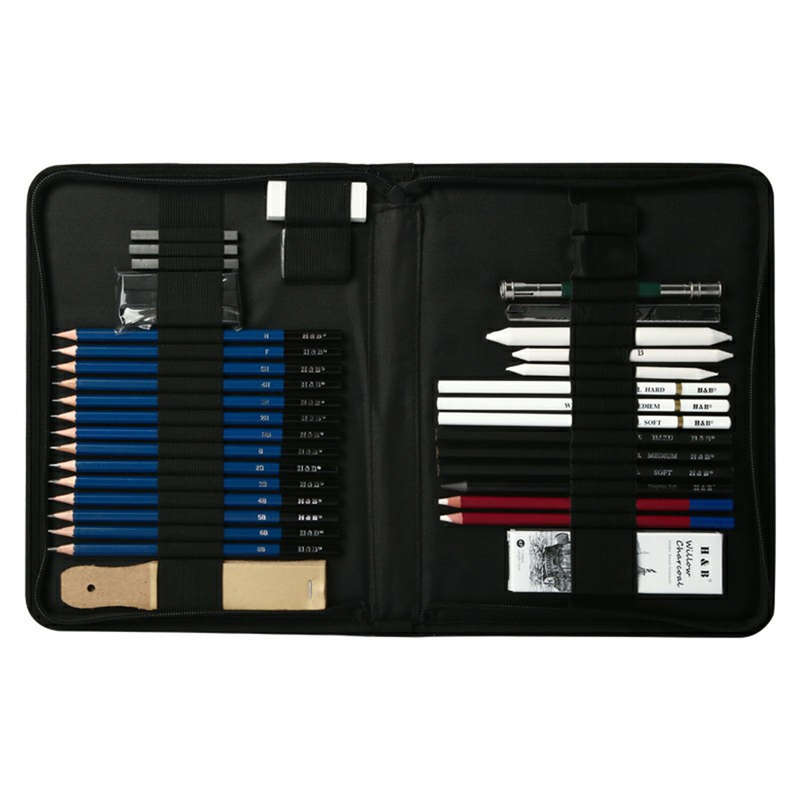 H&B HB-TZ66 45Pcs Sketching Pencil Set Charcoal Pencil Graphite Pencil Utility