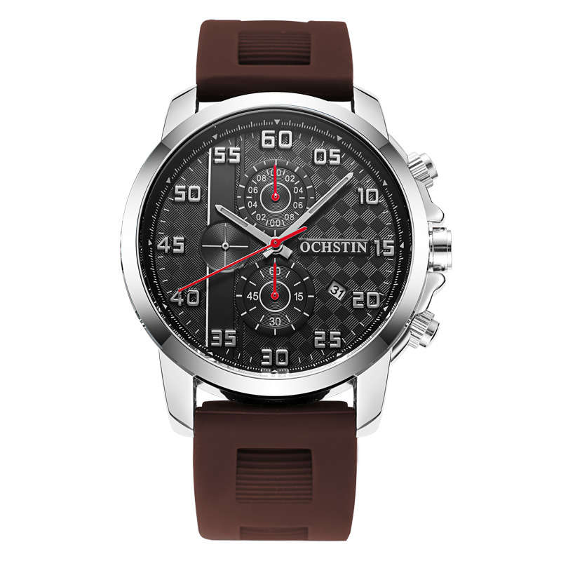 New OCHSTIN GQ080 Bussiness Style Male Wristwatch Silicone Band Analog Sport Qua