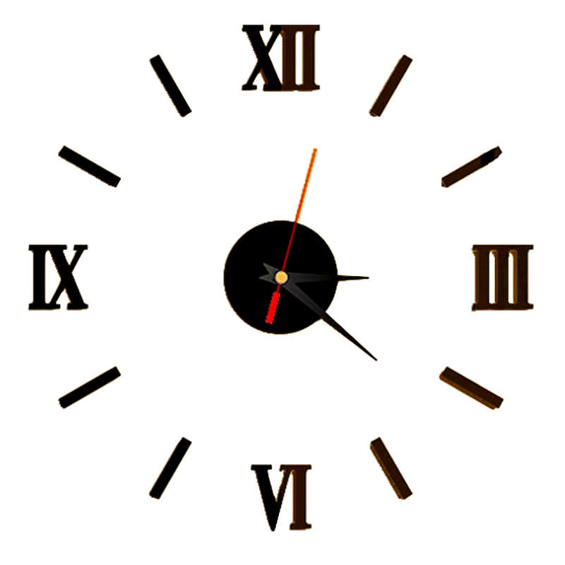 Wall Clock Watch Large Modern Simple DIY Sticker Decal 3D Roman Numeral Hom