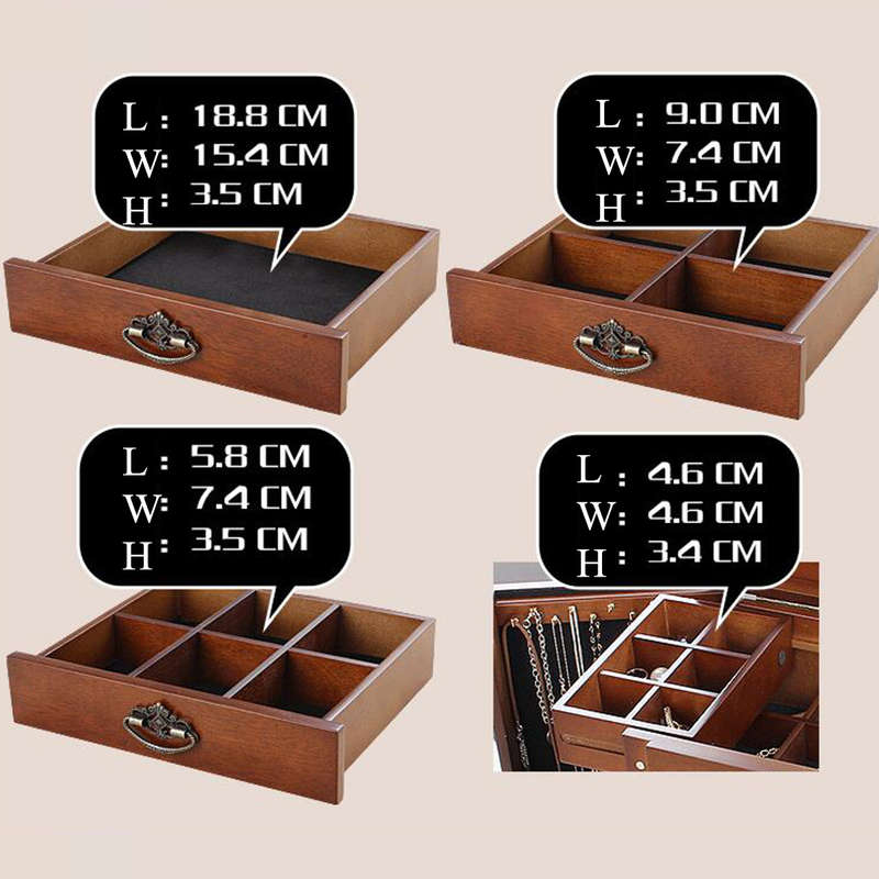 Wooden Jewellry Box Organizer Bracelet Storage Display Holder for Ring Necklaces