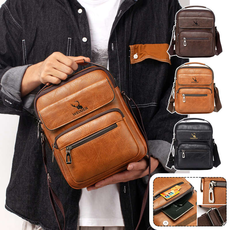 Business Large-Capacity Leather Macbook Storage Bag Travel Backpack Crossbody Bag Handbag