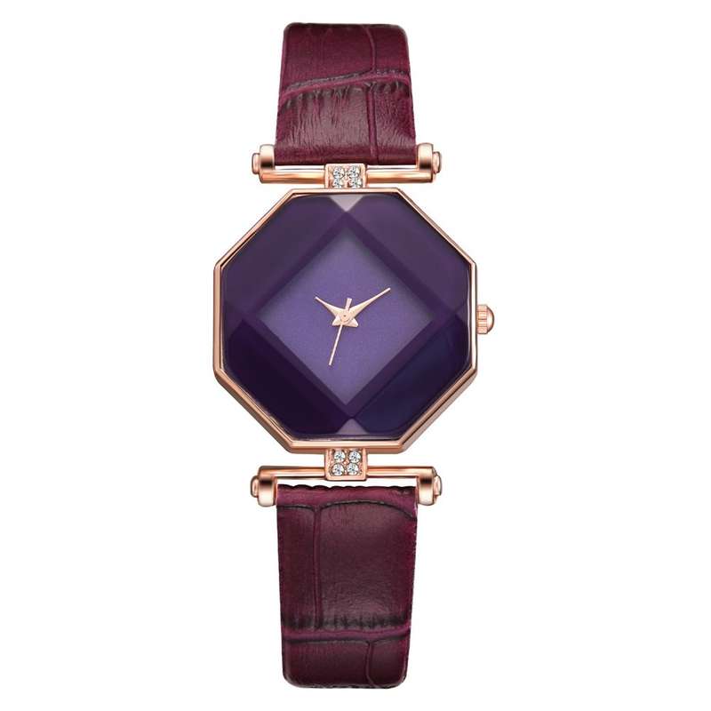 Fahion Diamond Mirror Watch Ladies Dress Ultra-thin Leather Women Quartz Watch (Color White)
