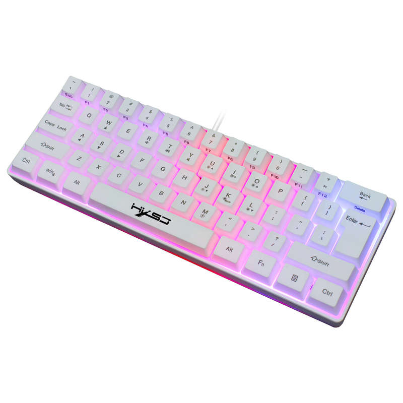 HXSJ V700 61 Keys Gaming Keyboard USB Wired LED Backlit Multiple Shortcut Keys Mini Mechanical Feel