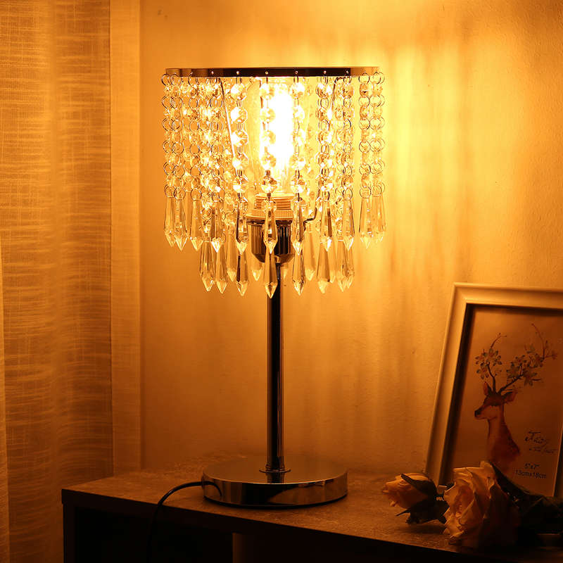 Crystal Table Pendant Lamps Bedroom Modern Wedding Decoration Dimmable Desk Lam