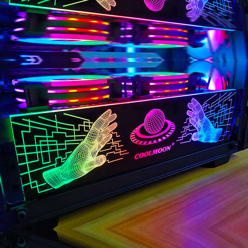Coolmoon Power Supply Rgb Light Board Computer Case Rgb Side Panel 16 Million Rgb Chassis Decor With