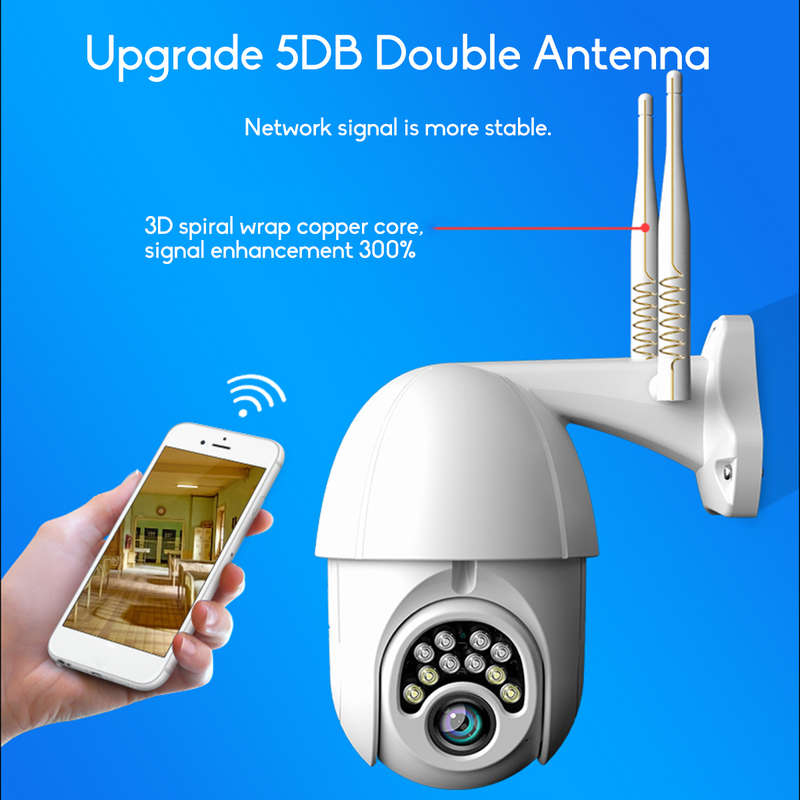 New 10LED 5X Zoom HD 2MP IP Security Camera WiFi Wireless 1080P Outdoor PTZ Wate