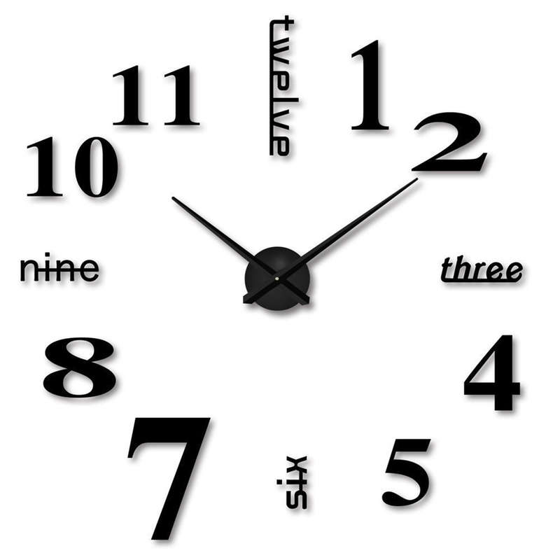 New Modern DIY Analog 3D Mirror Surface Large Number Wall Clock Sticker Home Decor
