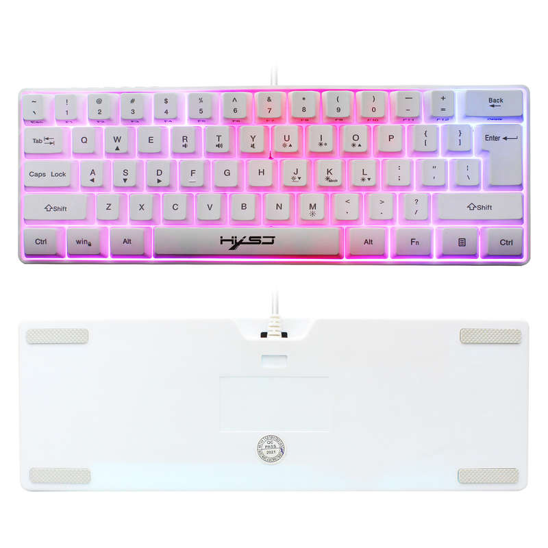 HXSJ V700 61 Keys Gaming Keyboard USB Wired LED Backlit Multiple Shortcut Keys Mini Mechanical Feel