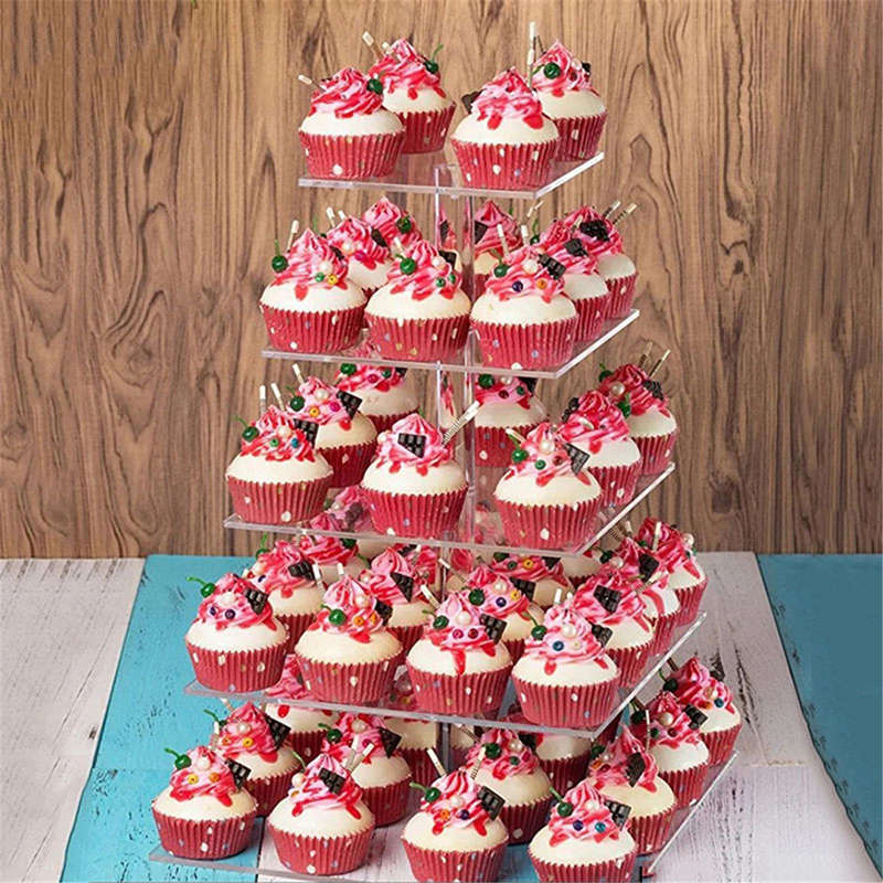5 Tiers Cake Stand Acrylic Cake Display Stand Transparent Tray Cupcake Holder Wedding Birthday Cake