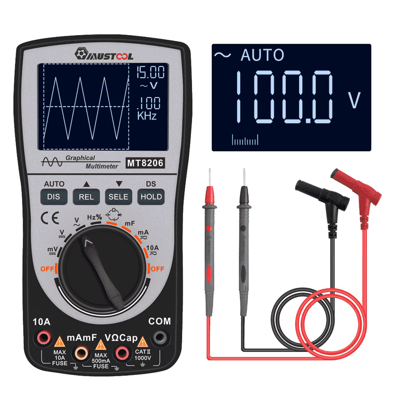 MUSTOOL MT8206 2 in 1 Intelligent Digital Oscilloscope Multimeter AC/DC Current Voltage Resistance