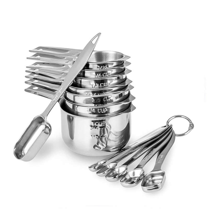 13Pcs Stainless Steel Measuring Spoons Measuring Cups Metal Measuring Scoop Tool Set For Kitchen Bak
