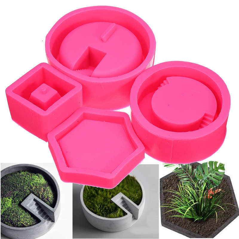 3D Silicone Flower Pot Mold Succulent Plant Concrete Vase DIY Craft Mould