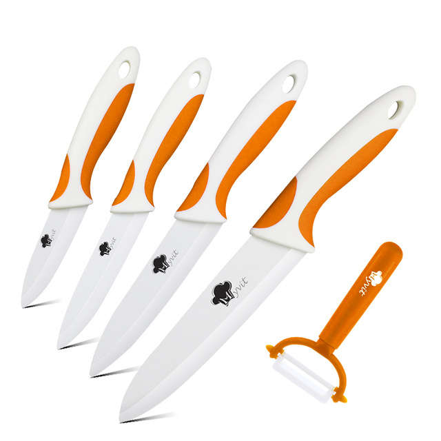 MYVIT Ceramic Knife Kitchen 3 4 5 6 inch + Peeler White Blade Paring Fruit Vegetable Chef Utility Kn