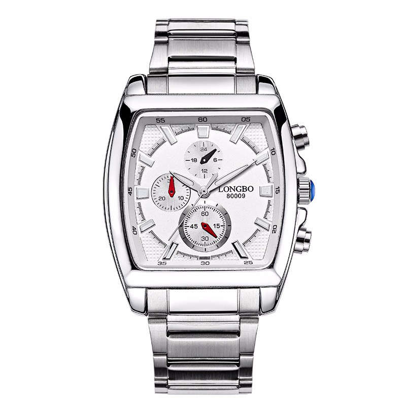 LONGBO Men Full Steel Strap Decorated Small Dials Luminous Display Waterproof Quartz Watch