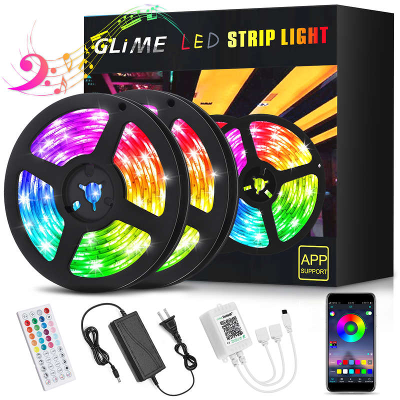 RGB Led Strip Lights GLIME 10m Led Strips with App Controlled & Music Sync 5050