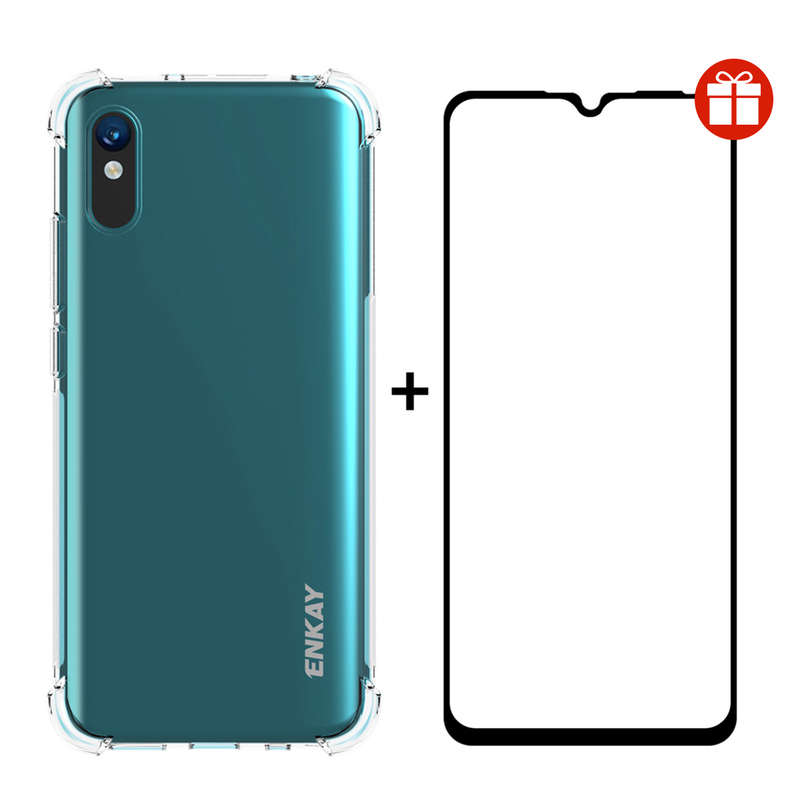 Enkay 2-in-1 for Xiaomi Redmi 9A Accessories with Airbags Non-Yellow Transparen