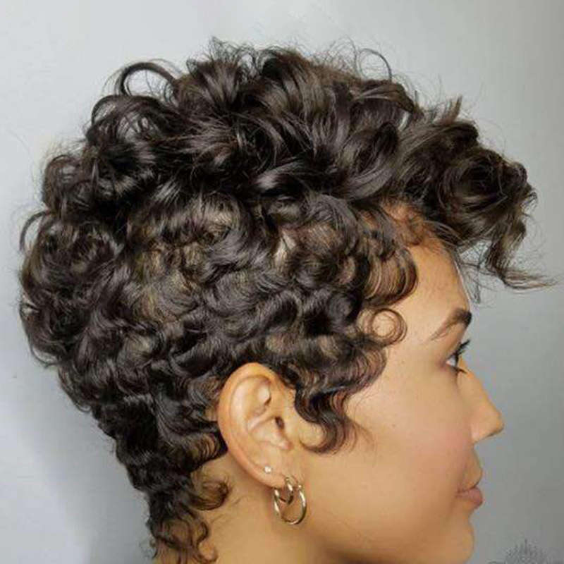 Black Ultra Short Curly Hair High Temperature Fiber Soft Afro Small Curly Wigs