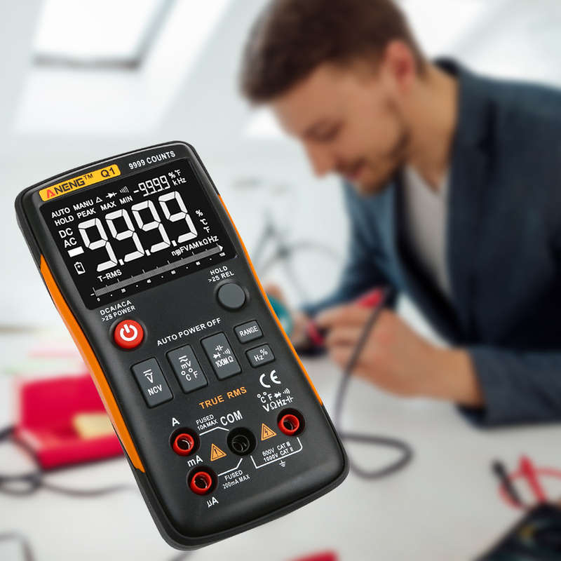 ANENG Q1 9999 Counts True RMS Digital Multimeter AC DC Voltage Current Tester Orange Yellow