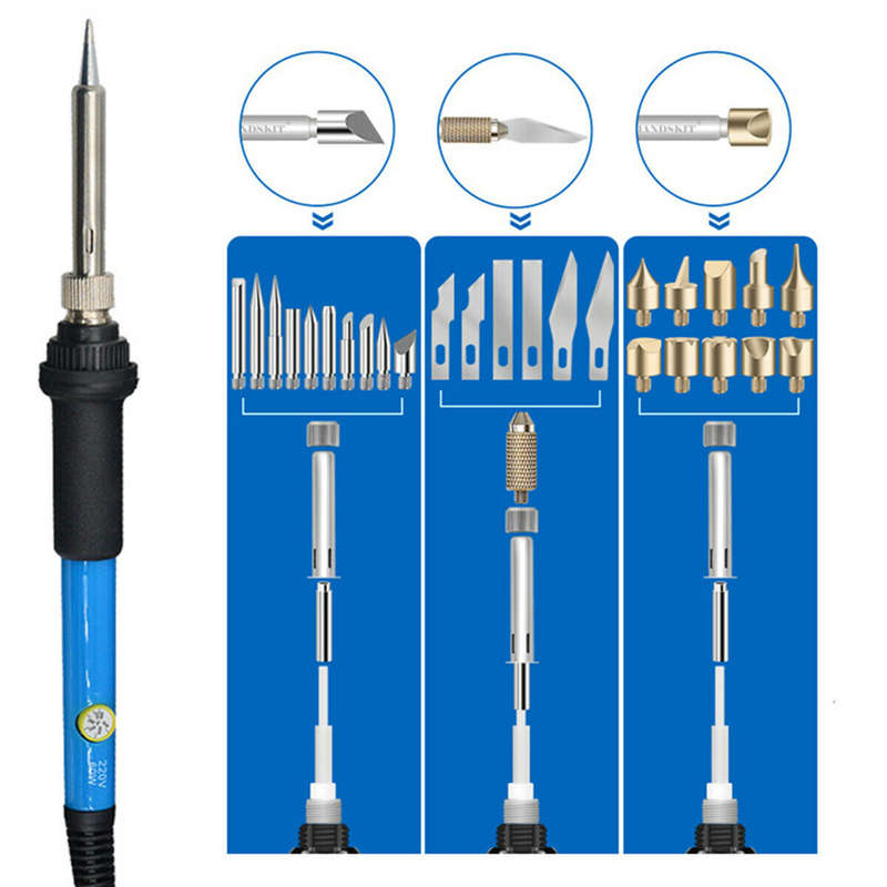 71pcs/Set Wood Burning Pen Tool Soldering Stencil Iron Craft Pyrography Kit 60W (Plug 110V US Plug)