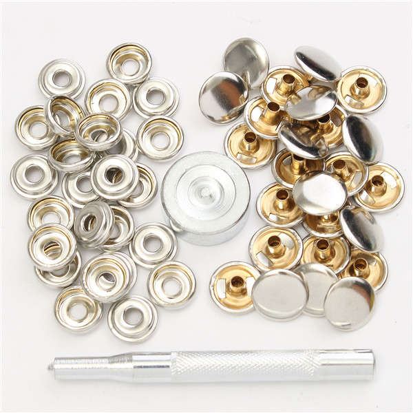 22pcs 15mm Metal Canvas Buckle Quick Snap Fastener Buttons Kits