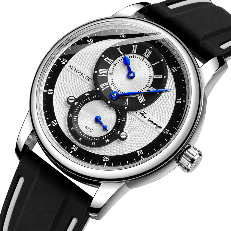 FORSINING FSG8203 Fashion Men Automatic Watch Creative Dial Leather Strap Mechanical Watch