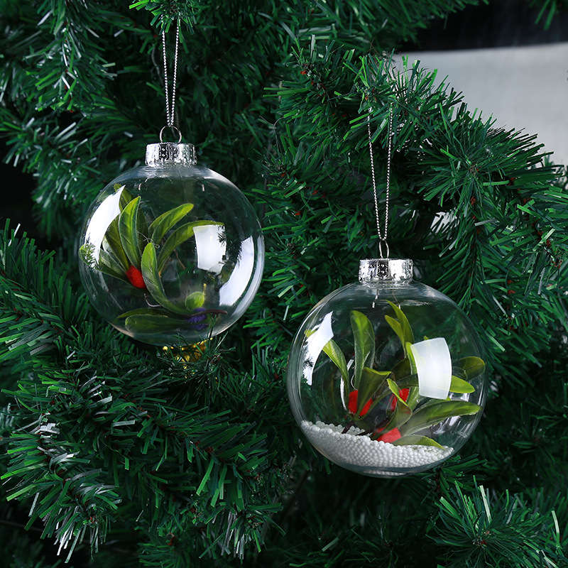 New Christmas 2017 Clear DIY Baubles Shatterproof Seamless Plastic Ball Home Tre