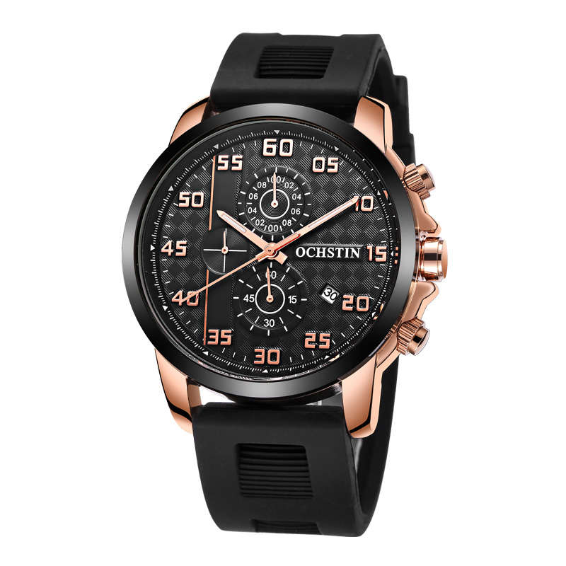 New OCHSTIN GQ080 Bussiness Style Male Wristwatch Silicone Band Analog Sport Qua